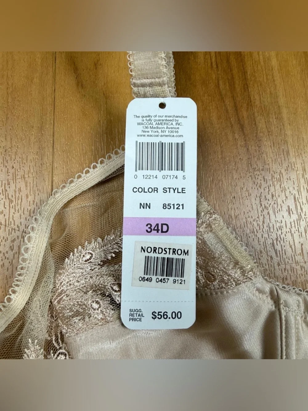 Wacoal 34D Nude Lace Mesh Underwire Bra Full Coverage NWT Comfort Fit